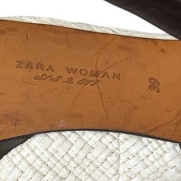 Zara Woman Brown Leather Tassel Heels Size 39 EU / 8.5 US Platform Woven - Picture 6 of 9